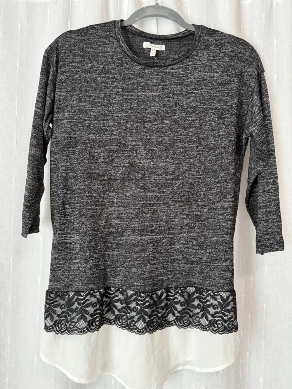 Maurices Charcoal Gray Lace-Hem Layered Tunic Top